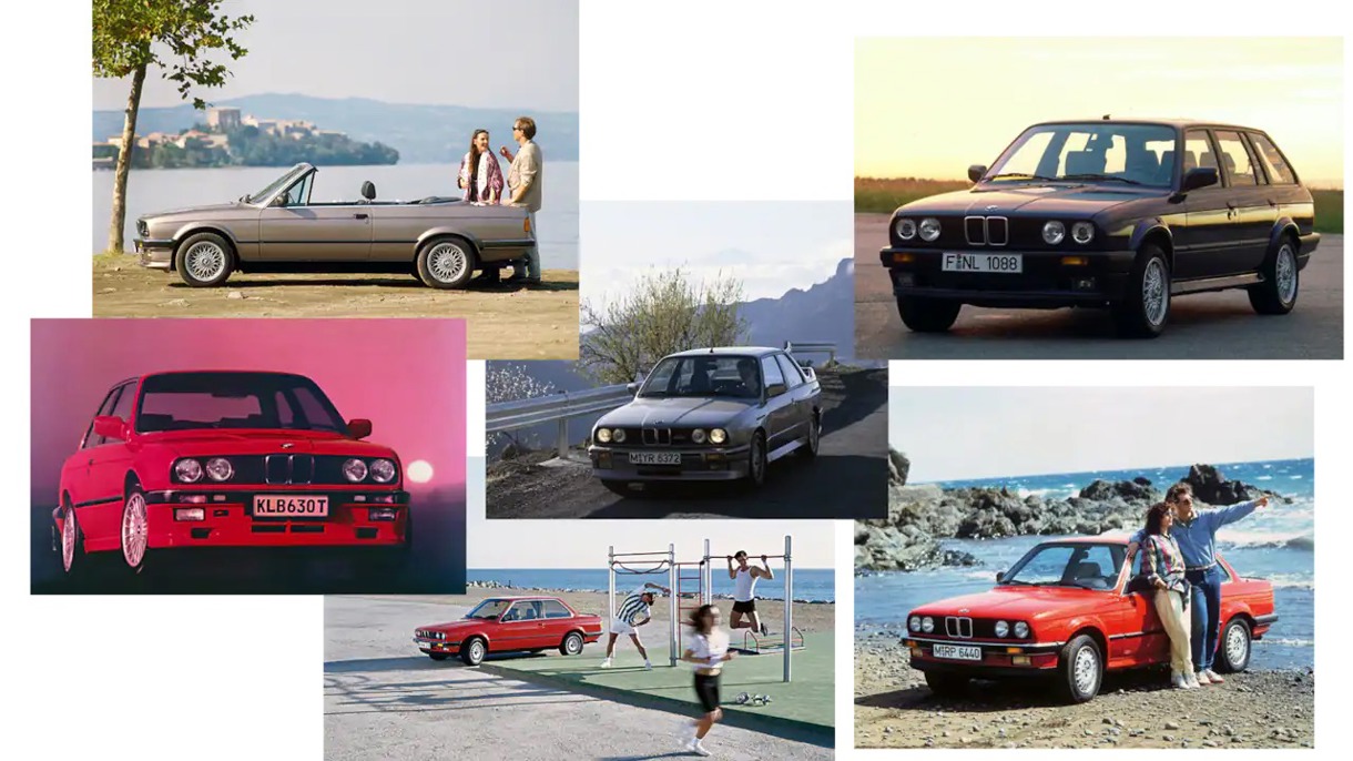 Billedecollage af 2. generations BMW 3-serie 