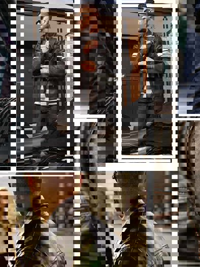 Collage af personer i motorcykeltøj og -udstyr.