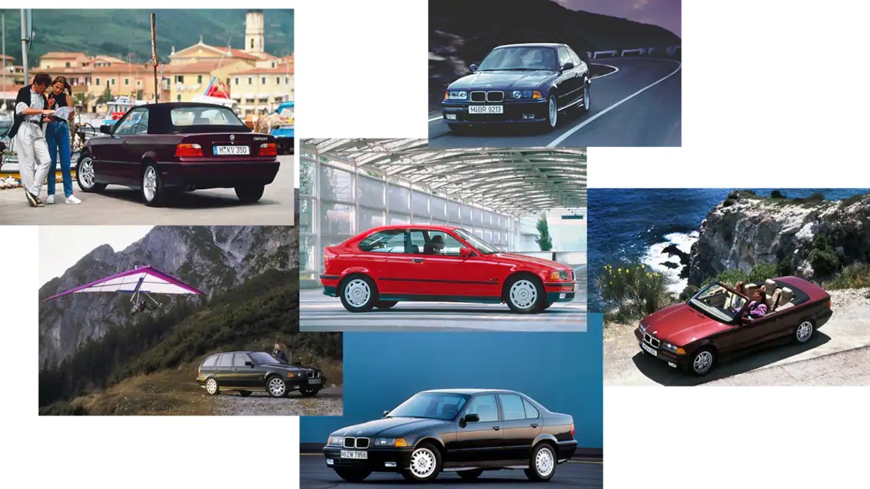 Billedecollage af 3. generation BMW 3-serie 