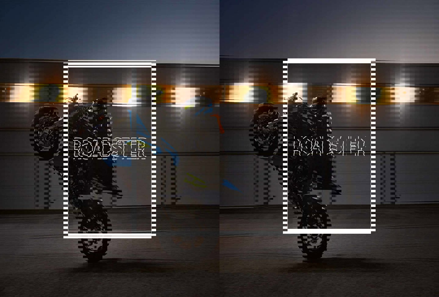 En person kører på baghjulet af en motorcykel med ordet RASTER overlejret.